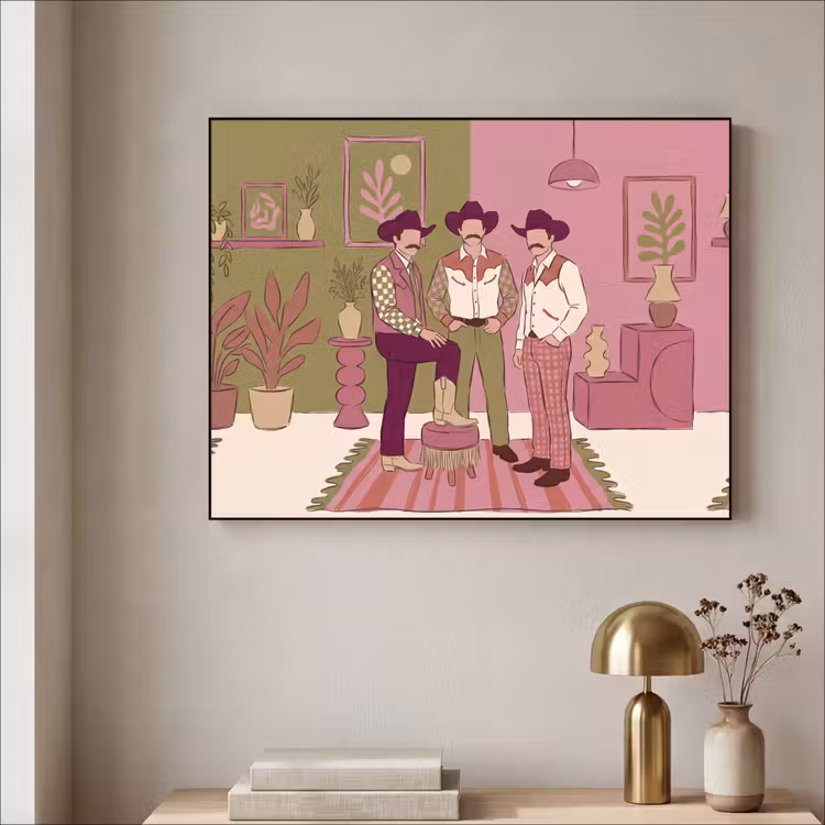 Mensen - Mannen - Hoeden - Retro - Interieur Textielframe zwart klein -sfeer2