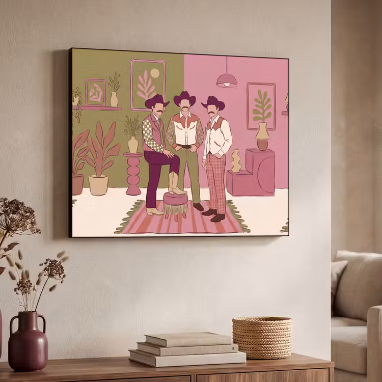 Mensen - Mannen - Hoeden - Retro - Interieur Textielframe zwart klein -sfeer3