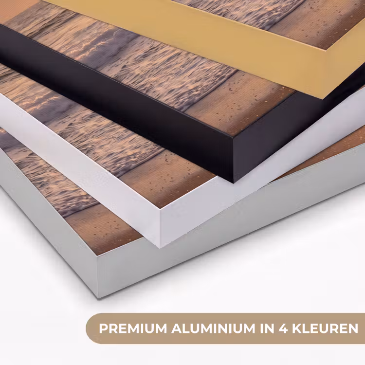 Mensen - Oceaan - Zonsondergang - Kust - Goud Textielframe zwart klein -USP_kleurenNL