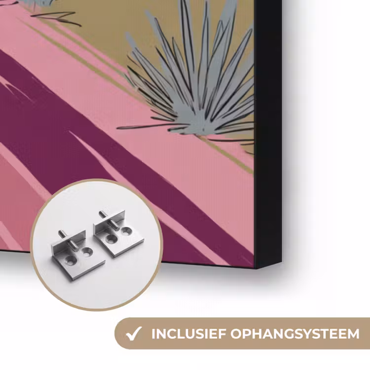 Mensen - Paard - Woestijn - Abstract - Roze Textielframe zwart klein -USP_ophangsysteemNL