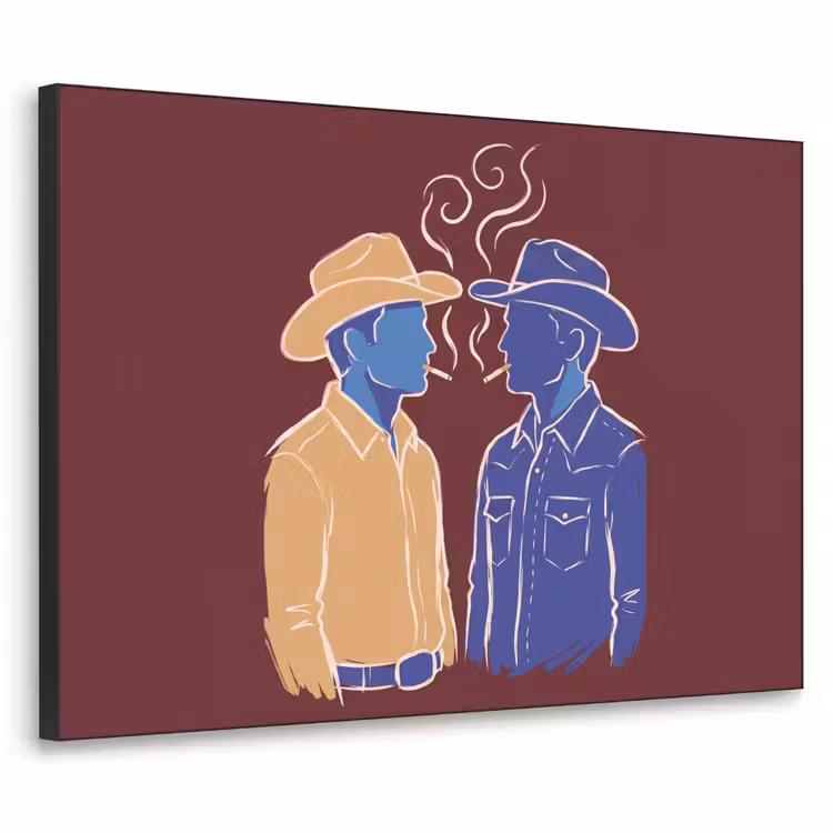 Mensen - Profiel - Sigaret - Abstract - Kunst Textielframe zwart klein -3d