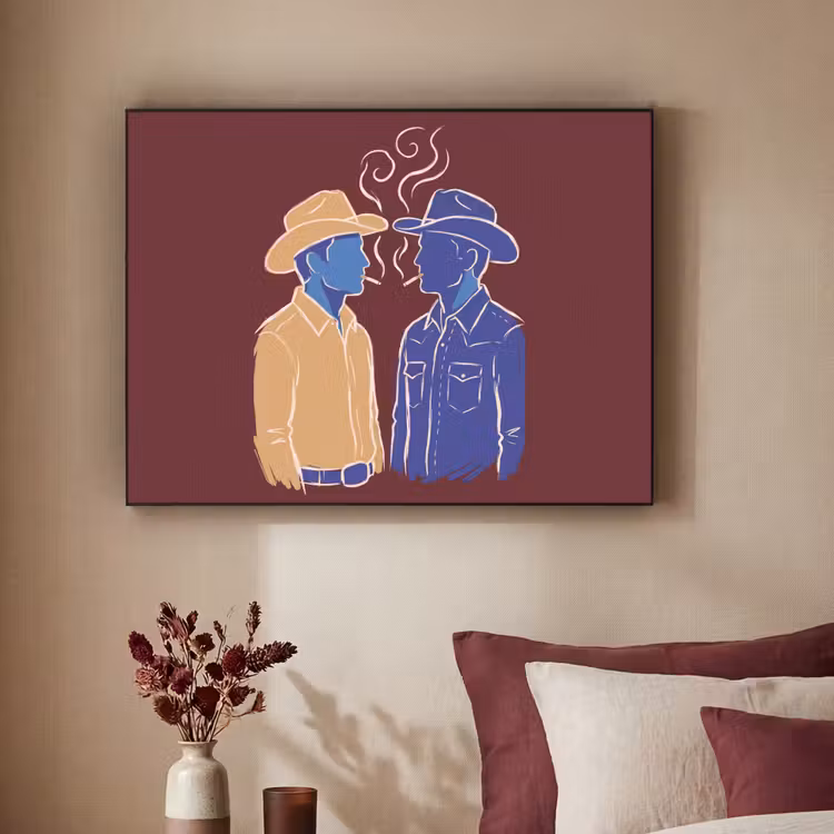 Mensen - Profiel - Sigaret - Abstract - Kunst Textielframe zwart klein -sfeer1