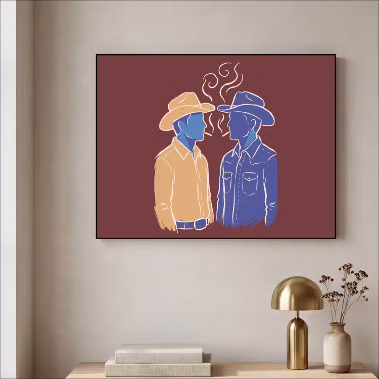 Mensen - Profiel - Sigaret - Abstract - Kunst Textielframe zwart klein -sfeer2
