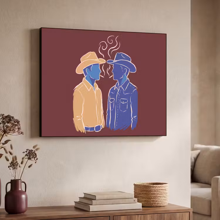 Mensen - Profiel - Sigaret - Abstract - Kunst Textielframe zwart klein -sfeer3