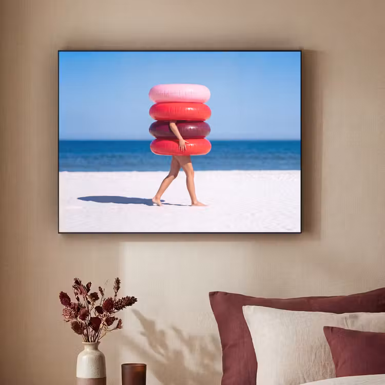 Mensen - Strand - Zomer - Recreatie - Kleurrijk Textielframe zwart klein -sfeer1