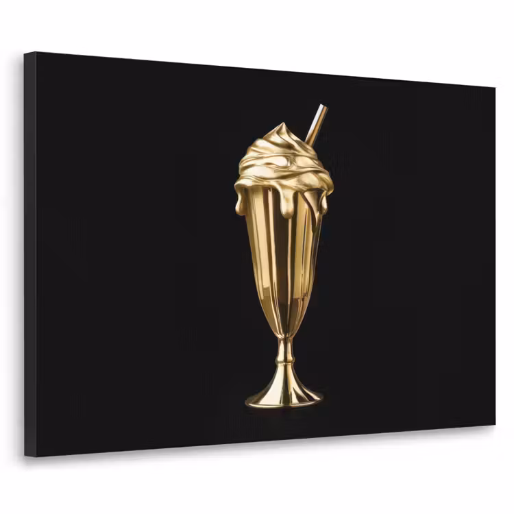 Milkshake - Goud - Drinken - Zwart Textielframe - compleet frame klein -3d