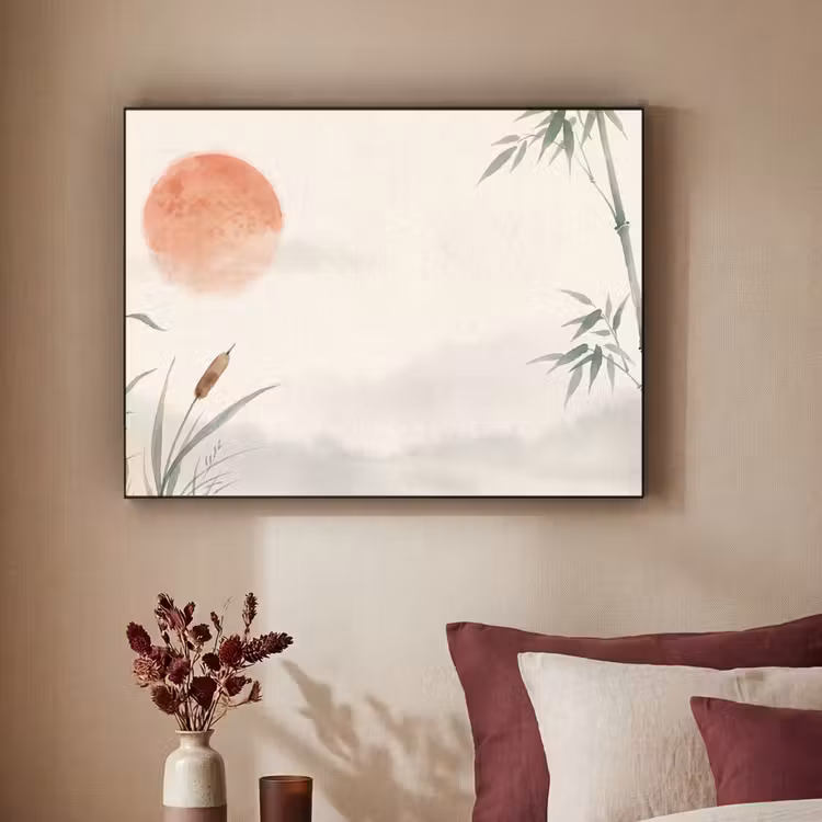 Minimalistisch - Bamboe - Groen Textielframe zwart klein -sfeer1