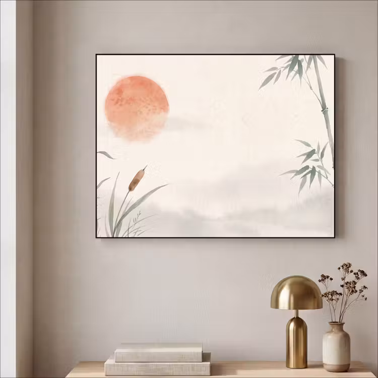 Minimalistisch - Bamboe - Groen Textielframe zwart klein -sfeer2