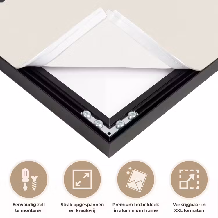 Minimalistisch - Beige - Love Textielframe zwart klein -USP_feed_closeupNL