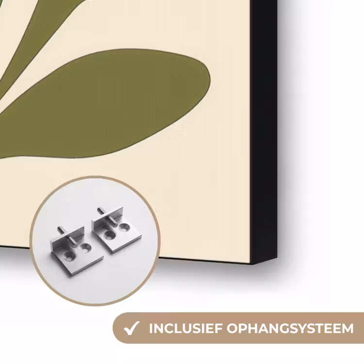 Minimalistisch - Bloemen - Bladeren - Roze Textielframe zwart klein -USP_ophangsysteemNL
