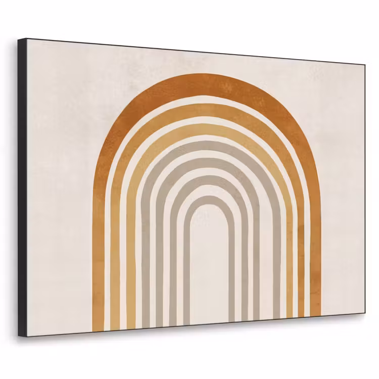Minimalistisch - Boog - Lijnen - Beige Textielframe zwart klein -3d