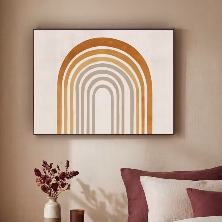 Minimalistisch - Boog - Lijnen - Beige Textielframe - compleet frame klein -sfeer1