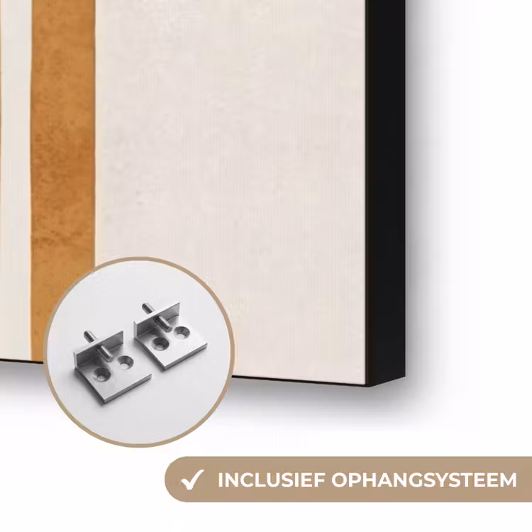 Minimalistisch - Boog - Lijnen - Beige Textielframe zwart klein -USP_ophangsysteemNL