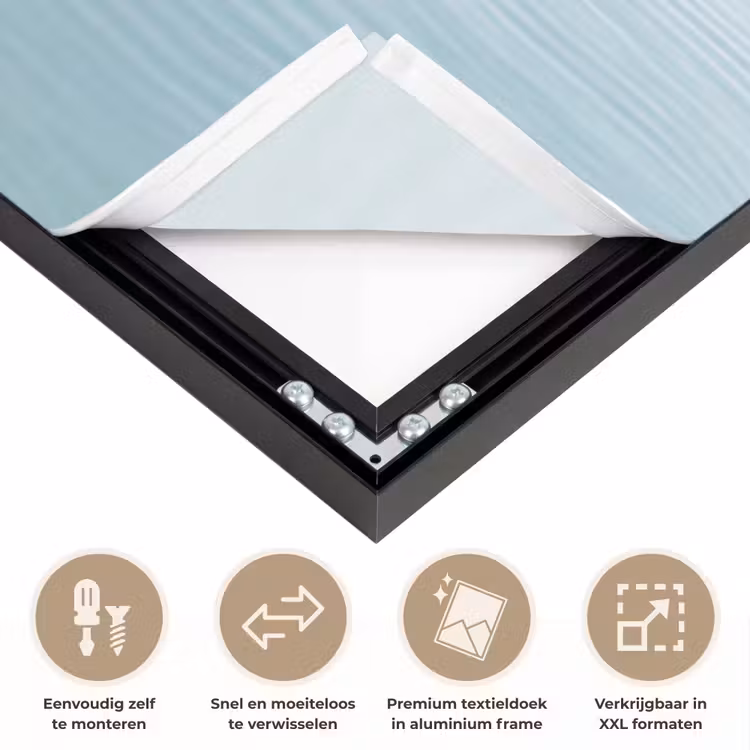 Minimalistisch - Boot - Zee Textielframe zwart klein -USP_closeupNL