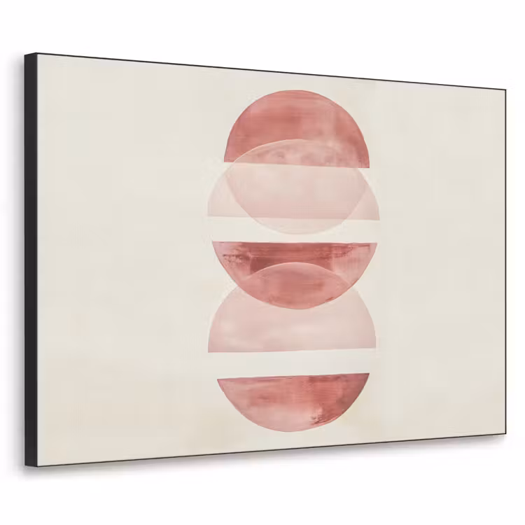 Minimalistisch - Cirkels - Roze Textielframe - compleet frame klein -3d