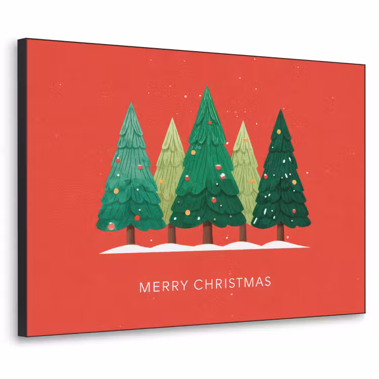 Minimalistisch - Kerstbomen - Rood - Sneeuw Textielframe - compleet frame klein -3d