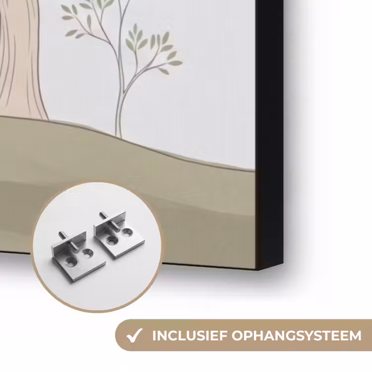 Minimalistisch - Kraanvogels - Blauw Textielframe zwart klein -USP_ophangsysteemNL