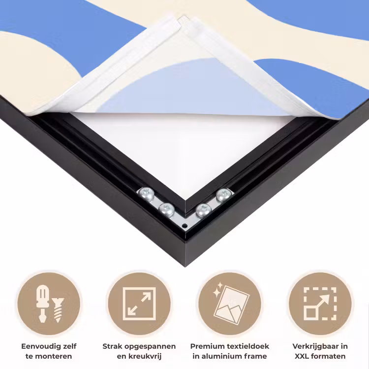Minimalistisch - Organisch patroon - Blauw Textielframe zwart klein -USP_feed_closeupNL