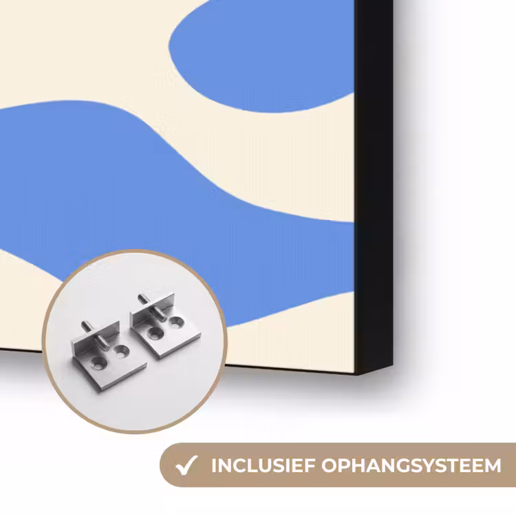 Minimalistisch - Organisch patroon - Blauw Textielframe zwart klein -USP_ophangsysteemNL