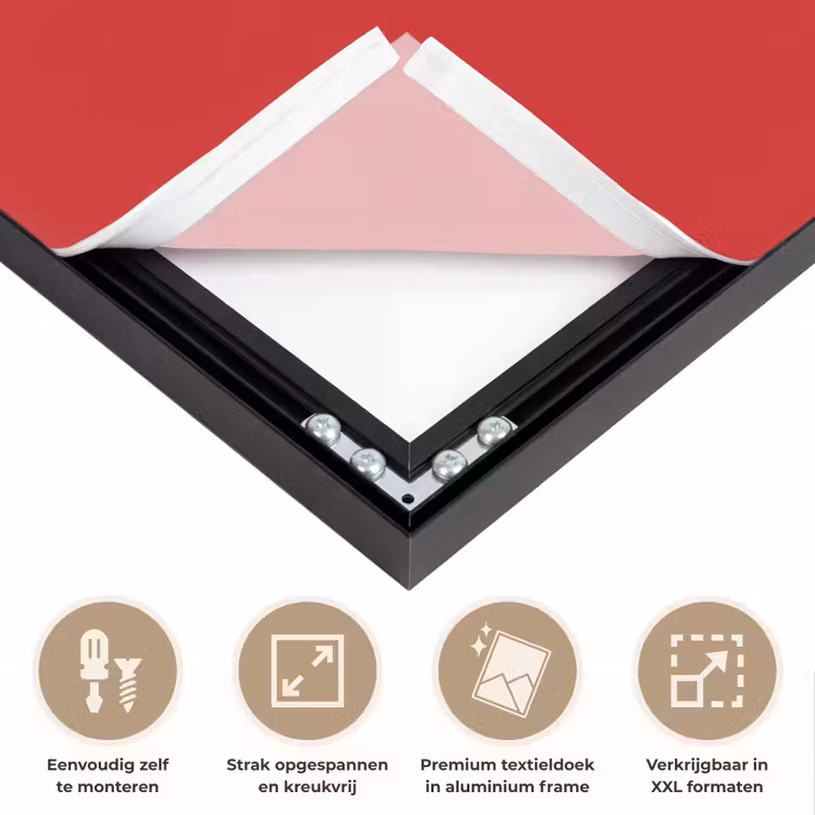 Minimalistisch - Rood - Roze - Hartjes Textielframe zwart klein -USP_feed_closeupNL