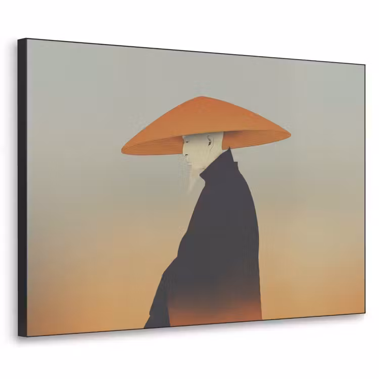 Minimalistisch - Silhouet - Oranje Textielframe zwart klein -3d