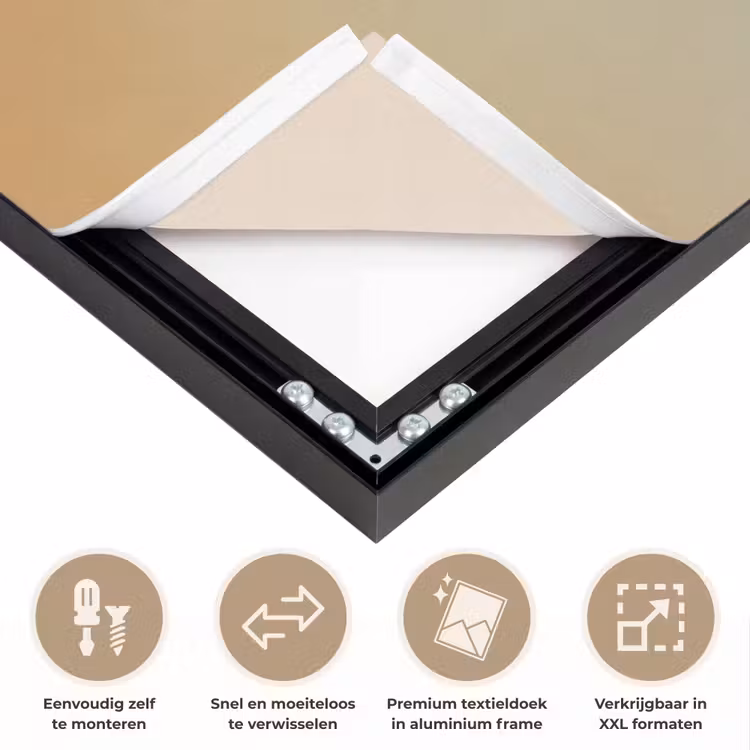 Minimalistisch - Silhouet - Oranje Textielframe zwart klein -USP_closeupNL