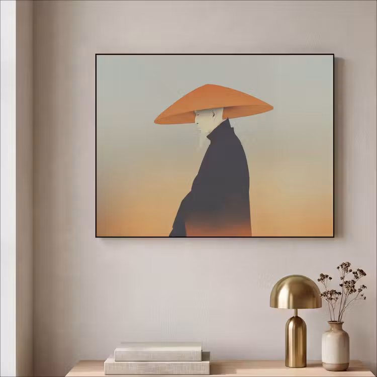 Minimalistisch - Silhouet - Oranje Textielframe zwart klein -sfeer2