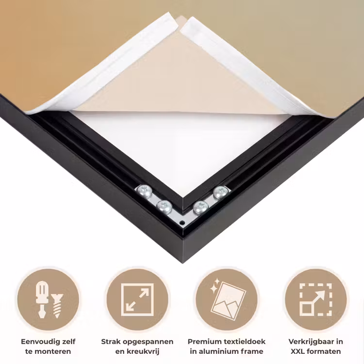 Minimalistisch - Silhouet - Oranje Textielframe zwart klein -USP_feed_closeupNL