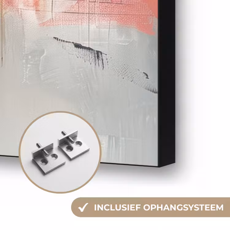 Modern - Abstract - Goud - Roze Textielframe zwart klein -USP_ophangsysteemNL