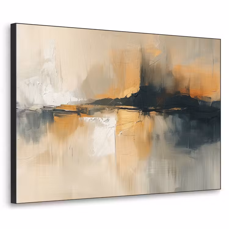 Modern - Abstract - Goud - Zwart Textielframe - compleet frame klein -3d