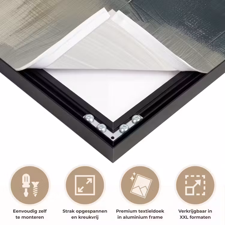 Modern - Abstract - Goud - Zwart Textielframe zwart klein -USP_feed_closeupNL