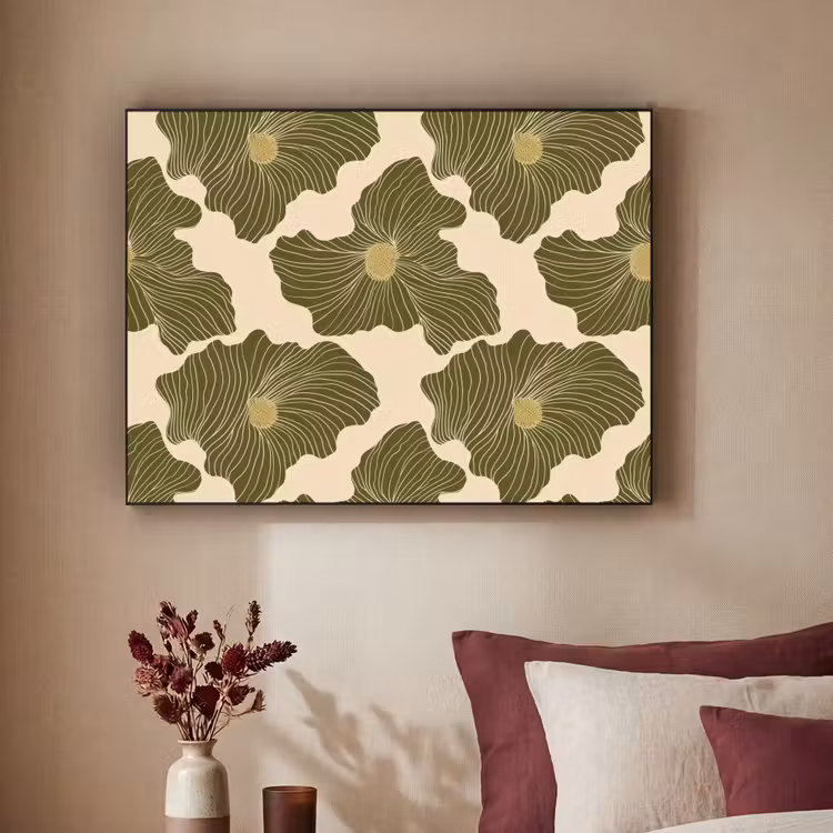 Modern - Abstract - Groen Textielframe zwart klein 947 -sfeer1