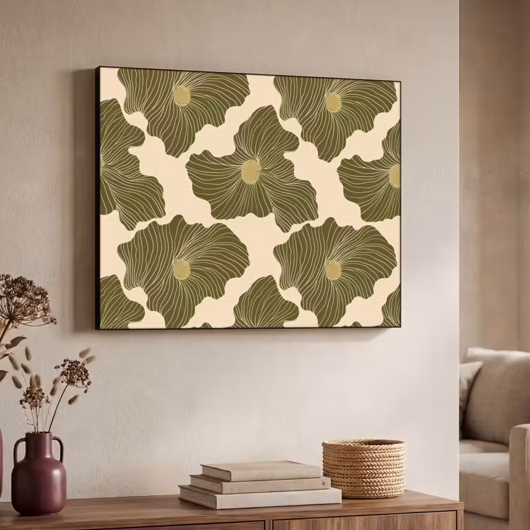 Modern - Abstract - Groen Textielframe zwart klein 947 -sfeer3
