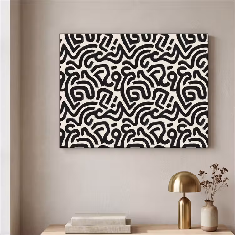 Modern - Abstract - Zwart Textielframe zwart klein 947 -sfeer2