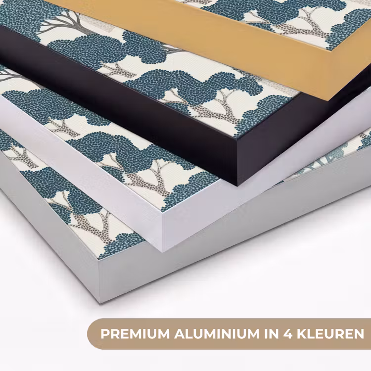 Modern - Bomen - Bos - Patroon - Blauw Textielframe zwart klein 947 -USP_kleurenNL