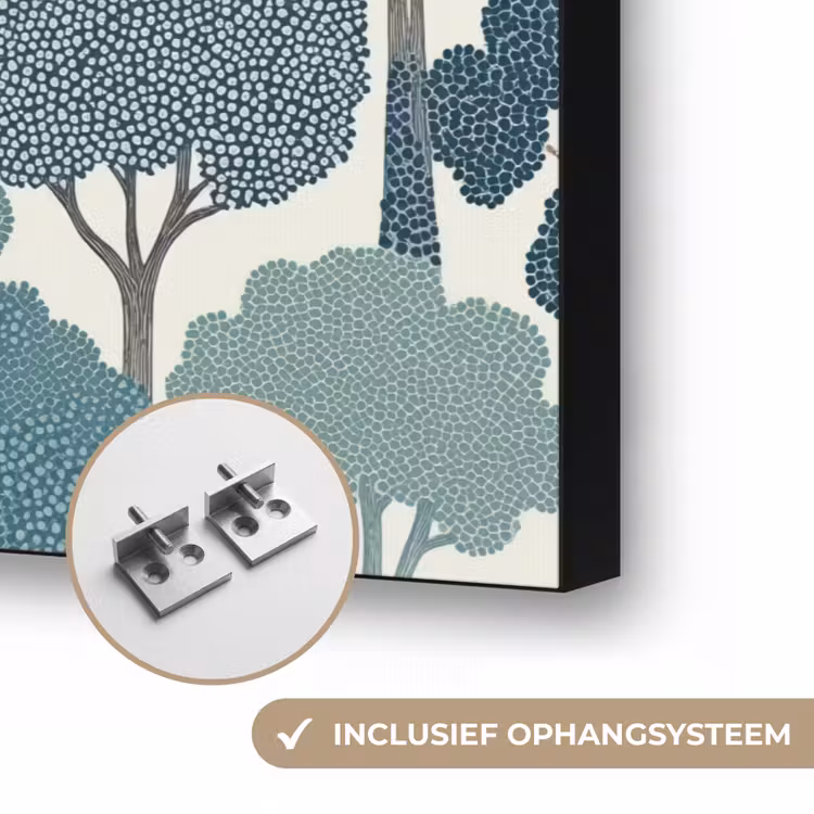 Modern - Bomen - Bos - Patroon - Blauw Textielframe zwart klein 947 -USP_ophangsysteemNL