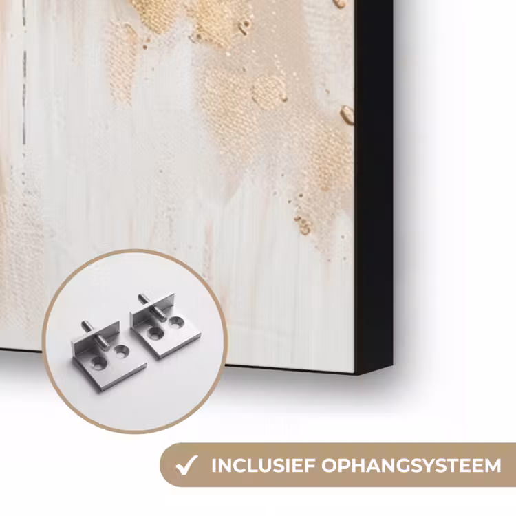 Modern - Bruin - Abstract - Beige Textielframe zwart klein -USP_ophangsysteemNL