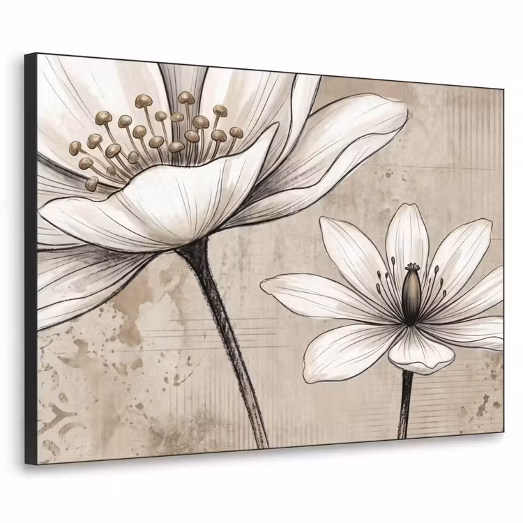 Modern - Design - Wit Textielframe zwart klein -3d