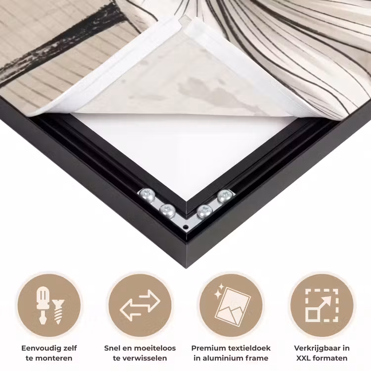 Modern - Design - Wit Textielframe zwart klein -USP_closeupNL