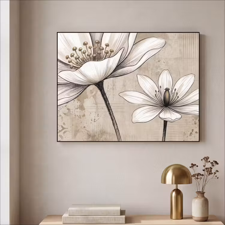 Modern - Design - Wit Textielframe zwart klein -sfeer2
