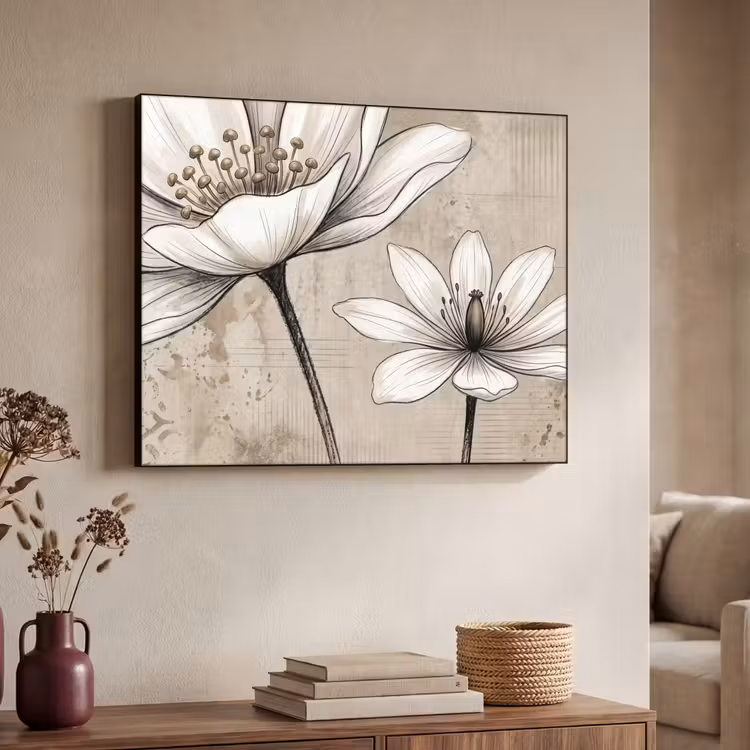 Modern - Design - Wit Textielframe zwart klein -sfeer3