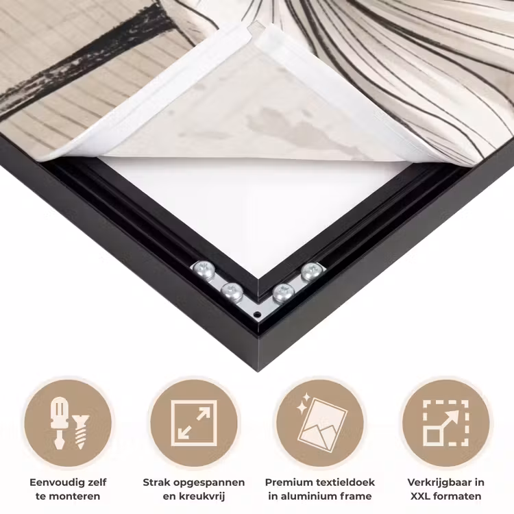 Modern - Design - Wit Textielframe zwart klein -USP_feed_closeupNL