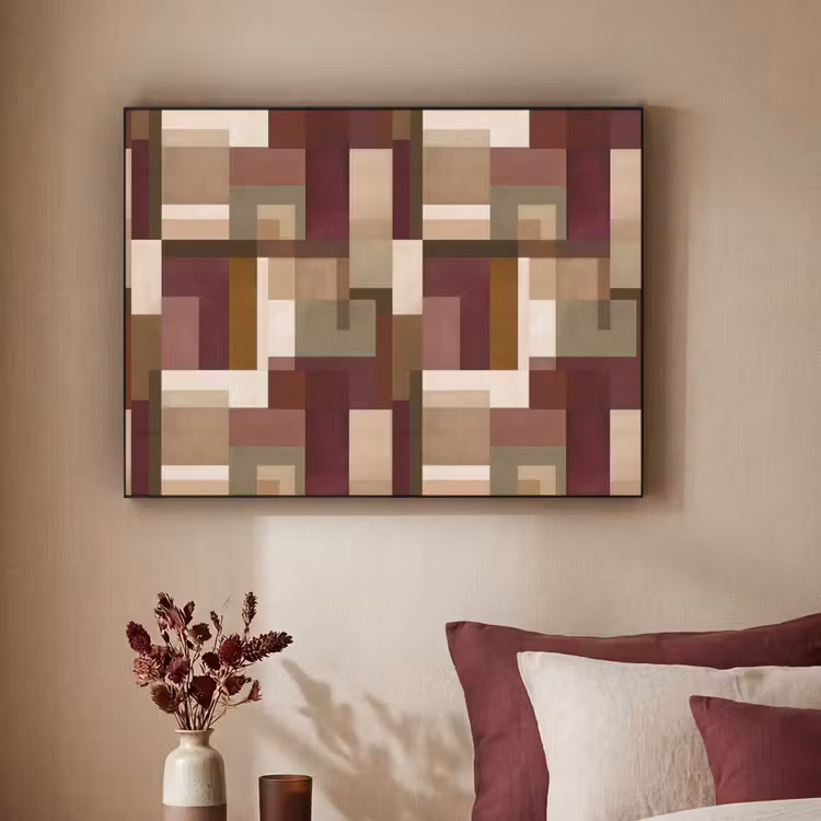 Modern - Geometrie - Kleurrijk Textielframe zwart klein 947 -sfeer1