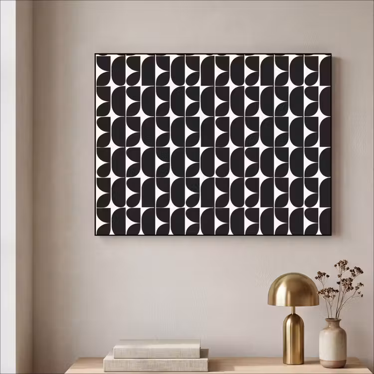Modern - Geometrisch - Zwart Textielframe zwart klein 947 -sfeer2