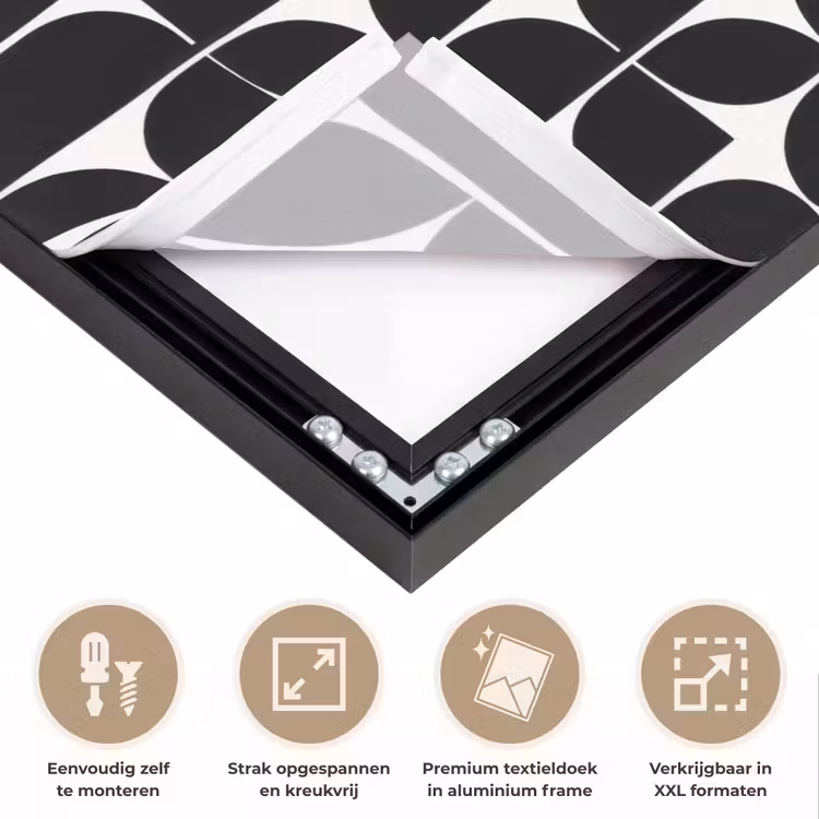 Modern - Geometrisch - Zwart Textielframe zwart klein 947 -USP_feed_closeupNL