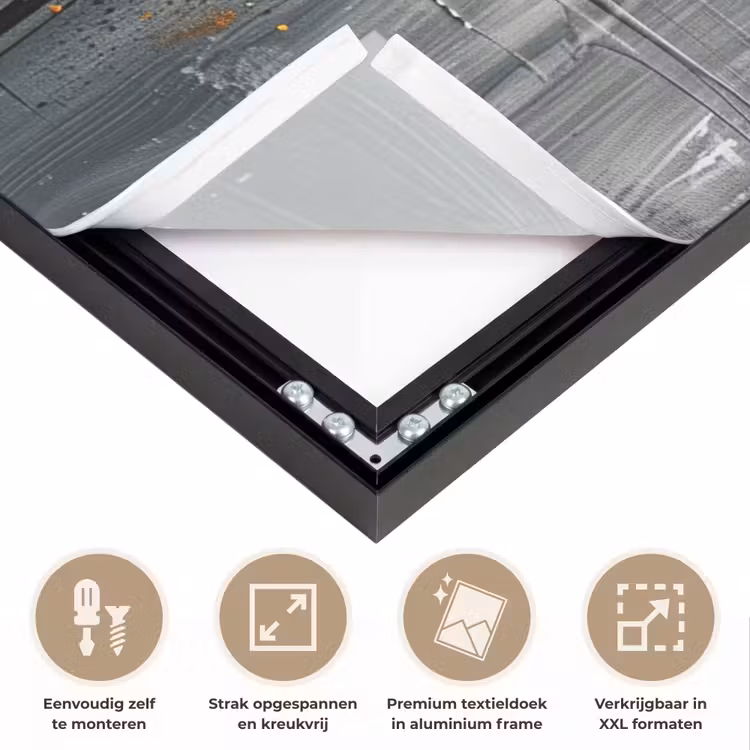 Modern - Goud - Grijs - Patroon Textielframe zwart klein -USP_feed_closeupNL