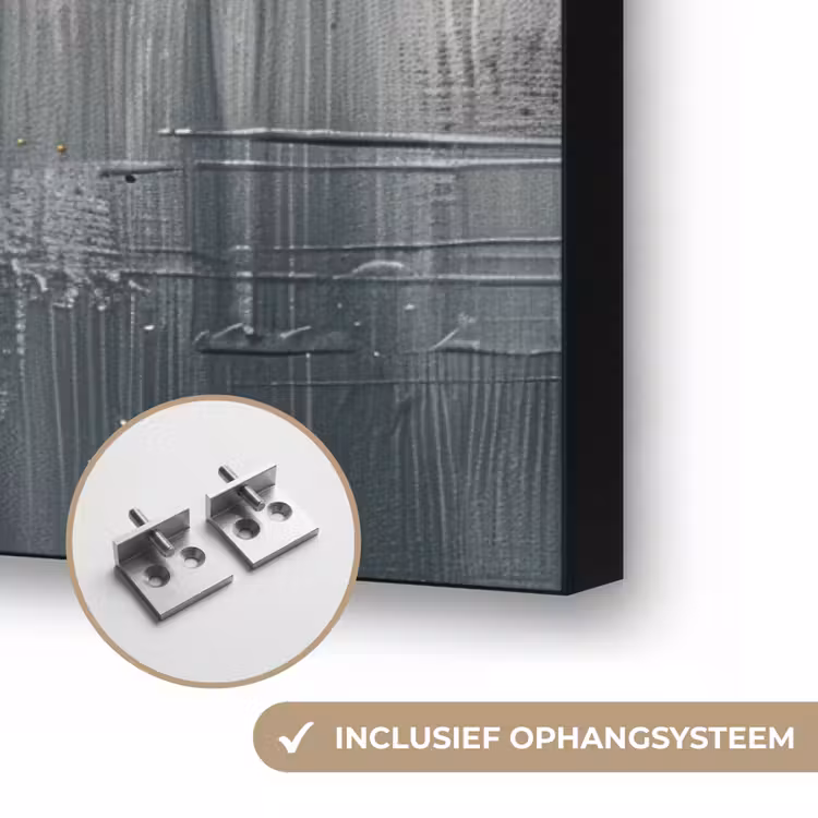 Modern - Goud - Grijs - Patroon Textielframe zwart klein -USP_ophangsysteemNL