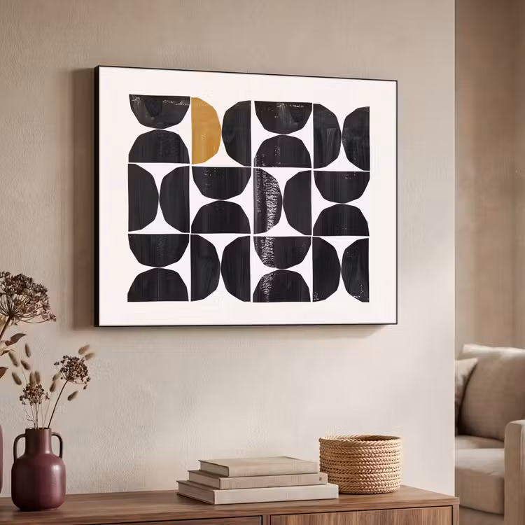 Modern - Halve cirkel - Goud - Zwart Textielframe - compleet frame klein -sfeer3