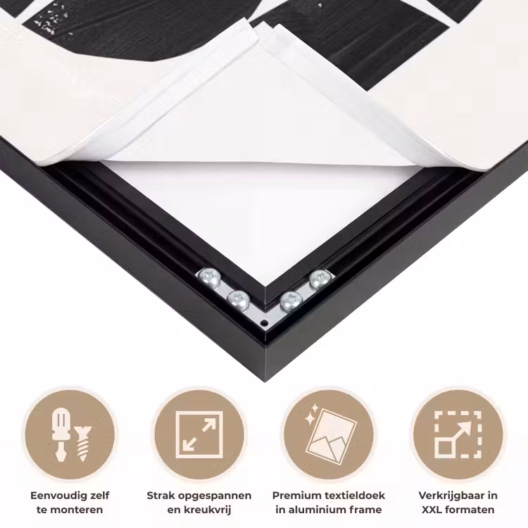 Modern - Halve cirkel - Goud - Zwart Textielframe zwart klein -USP_feed_closeupNL