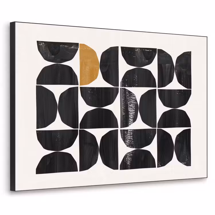 Modern - Halve cirkel - Goud - Zwart Textielframe zwart klein -3d